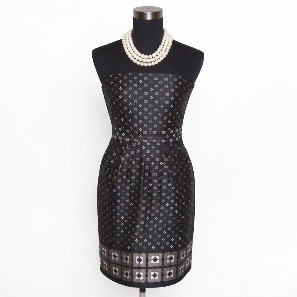 NWT Banana Republic Strapless Satin Mini Dress Geometric Print Sz 0 - Picture 14 of 14